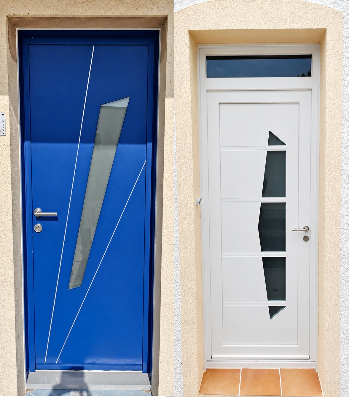 Porte d’entrée aluminium bleue